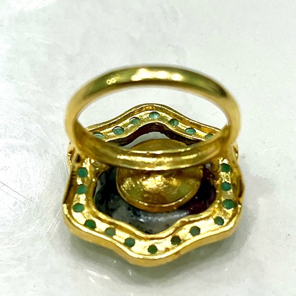 Genuine 7ct Ruby Emerald 14KGP Ring - Picture 4 of 6